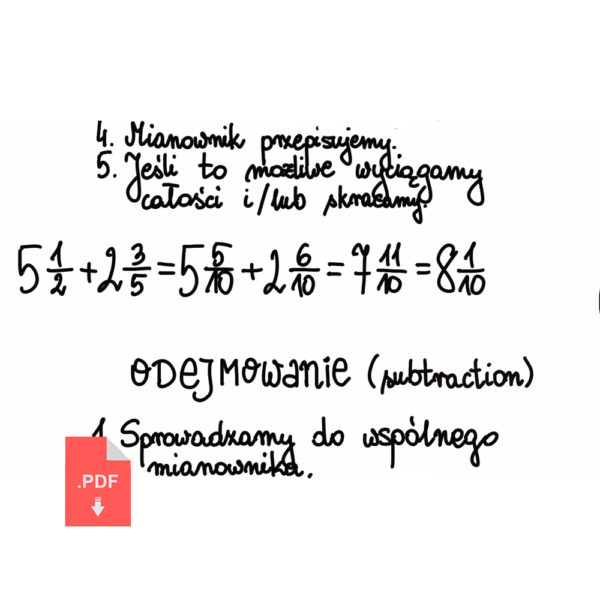 Ułamki zwykłe działania